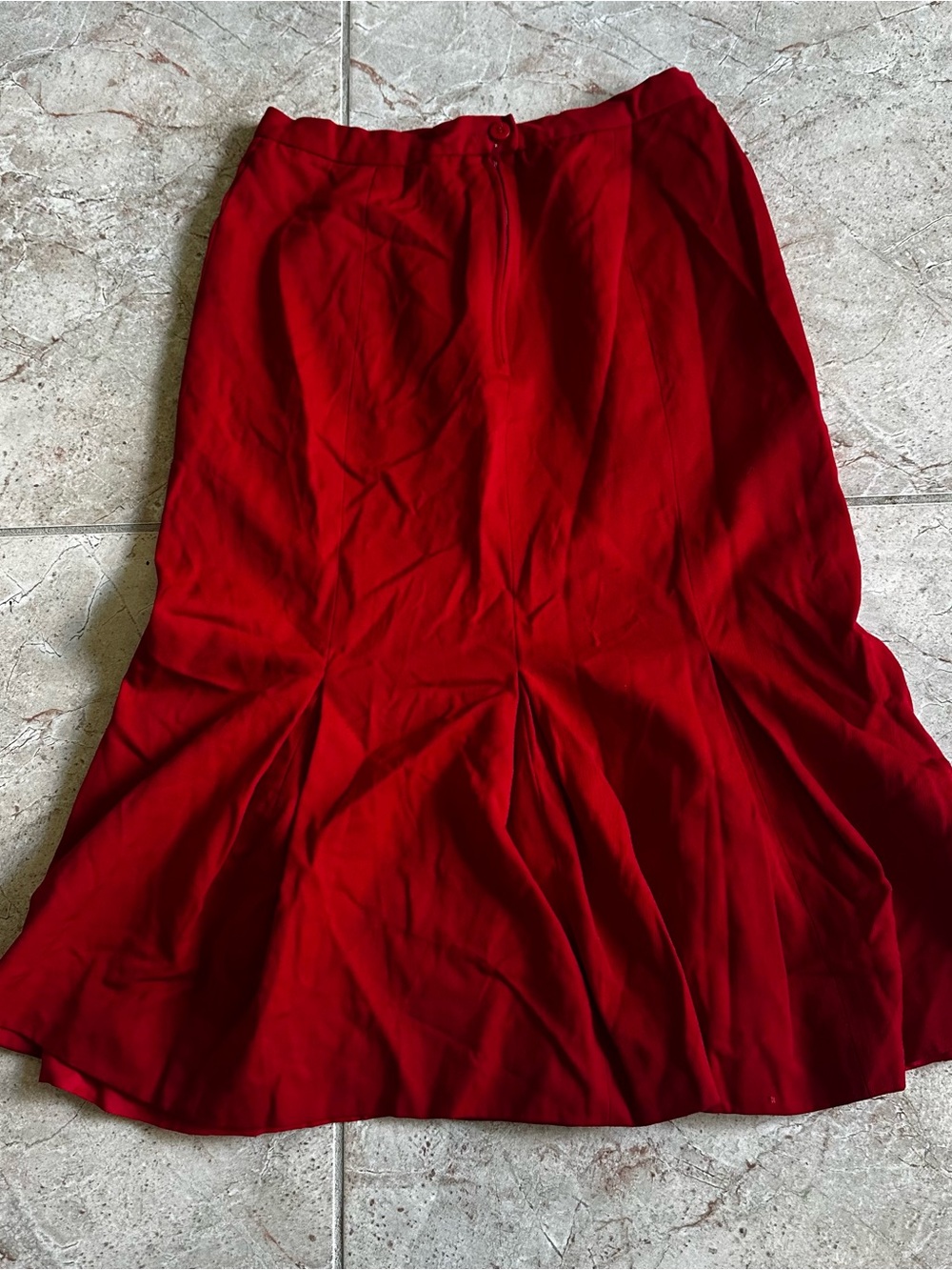 Vintage Dior Red Midi Flared Skirt